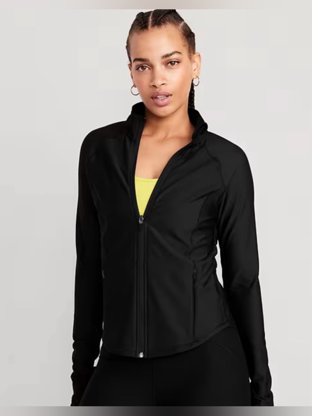 Old Navy Women’s PowerSoft Full Zip Black Fitted Athletic Jacket - Size Large